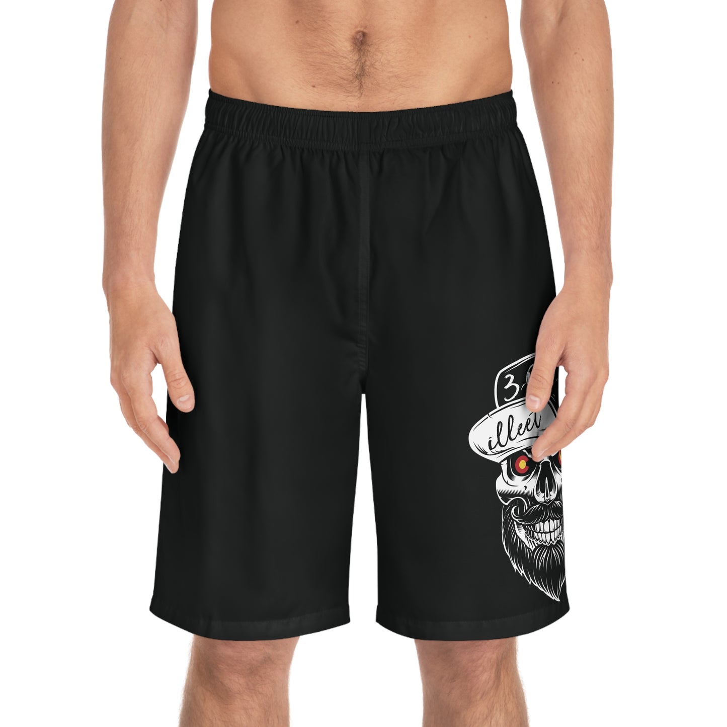 303 Skull Men's Board Shorts (Black)
