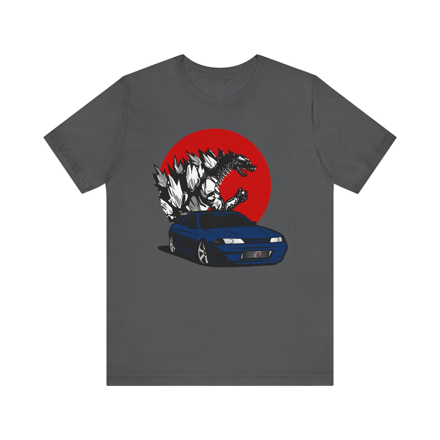 Unleash the Beast: Blue Skyline R32 and Godzilla T-shirt!