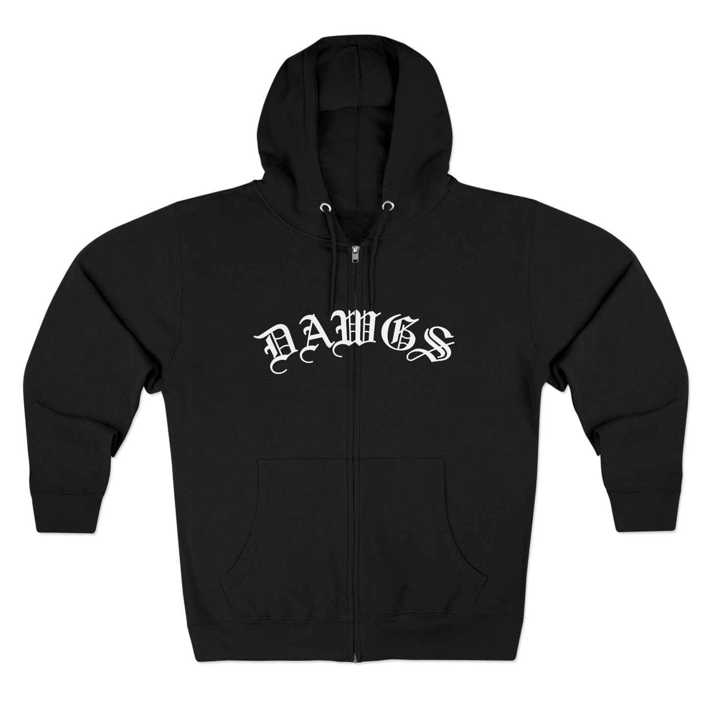 Dawgs Zip Hoodie — "DAWGS" Gothic Front & Crowned Dawg Back