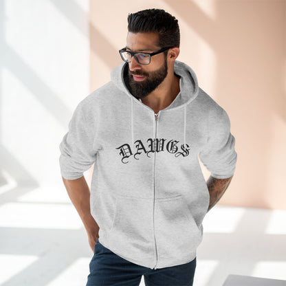 Dawgs Zip Hoodie — "DAWGS" Gothic Front & Crowned Dawg Back