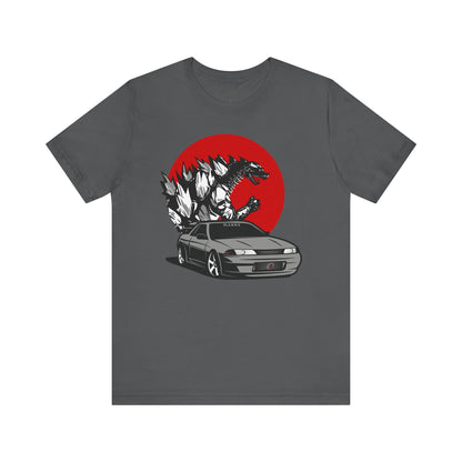 Unveil the Powerhouse: Gray Skyline R32 and Godzilla T-Shirt!