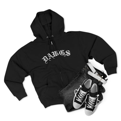 Dawgs Zip Hoodie — "DAWGS" Gothic Front & Crowned Dawg Back