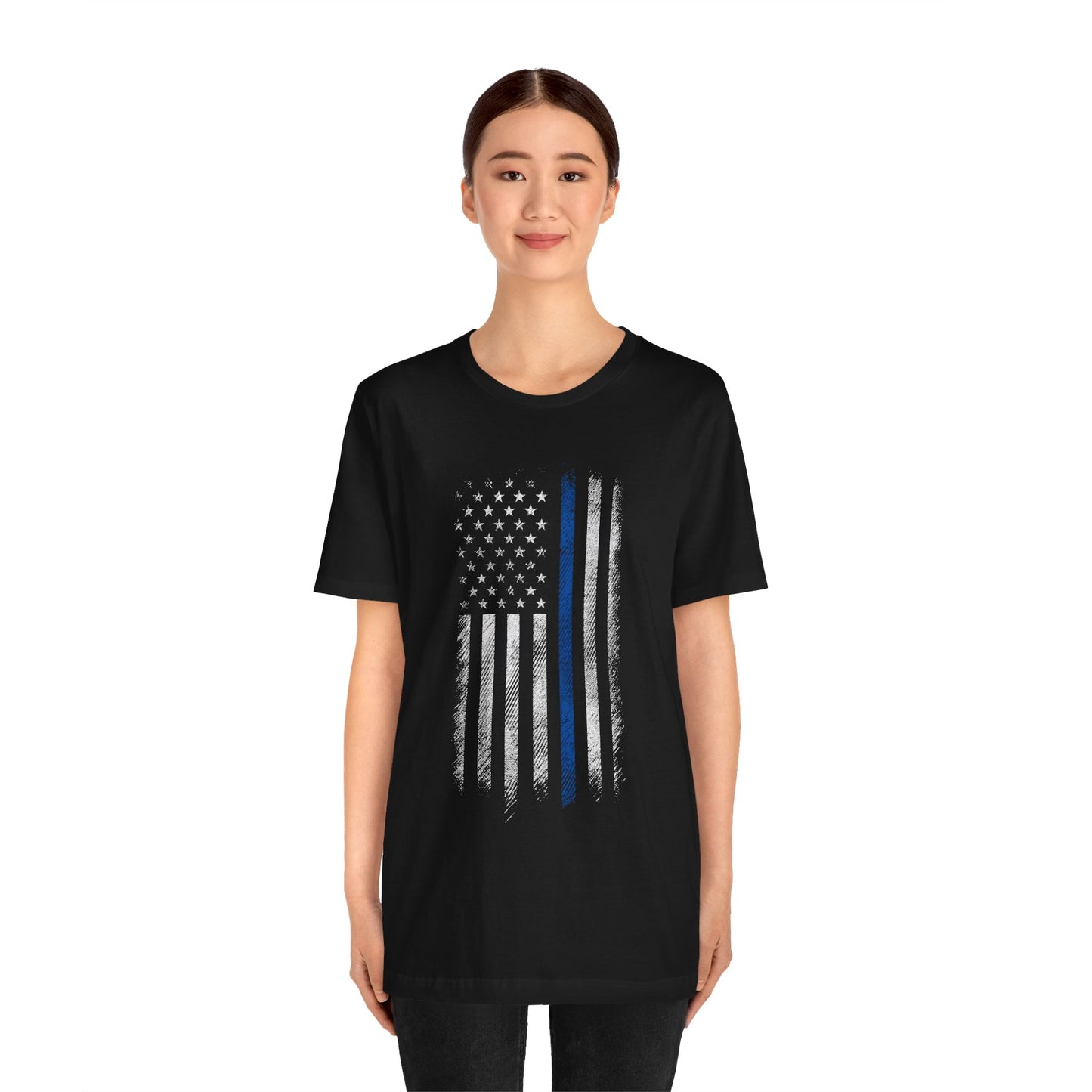 Stand Strong: Show your unwavering support for local law enforcement with this powerful Thin Blue Line tee.