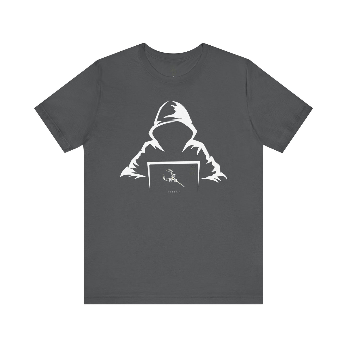 Unleash your inner coding connoisseur or IT guru with our electrifying tee featuring a figure cloaked in a hoodie