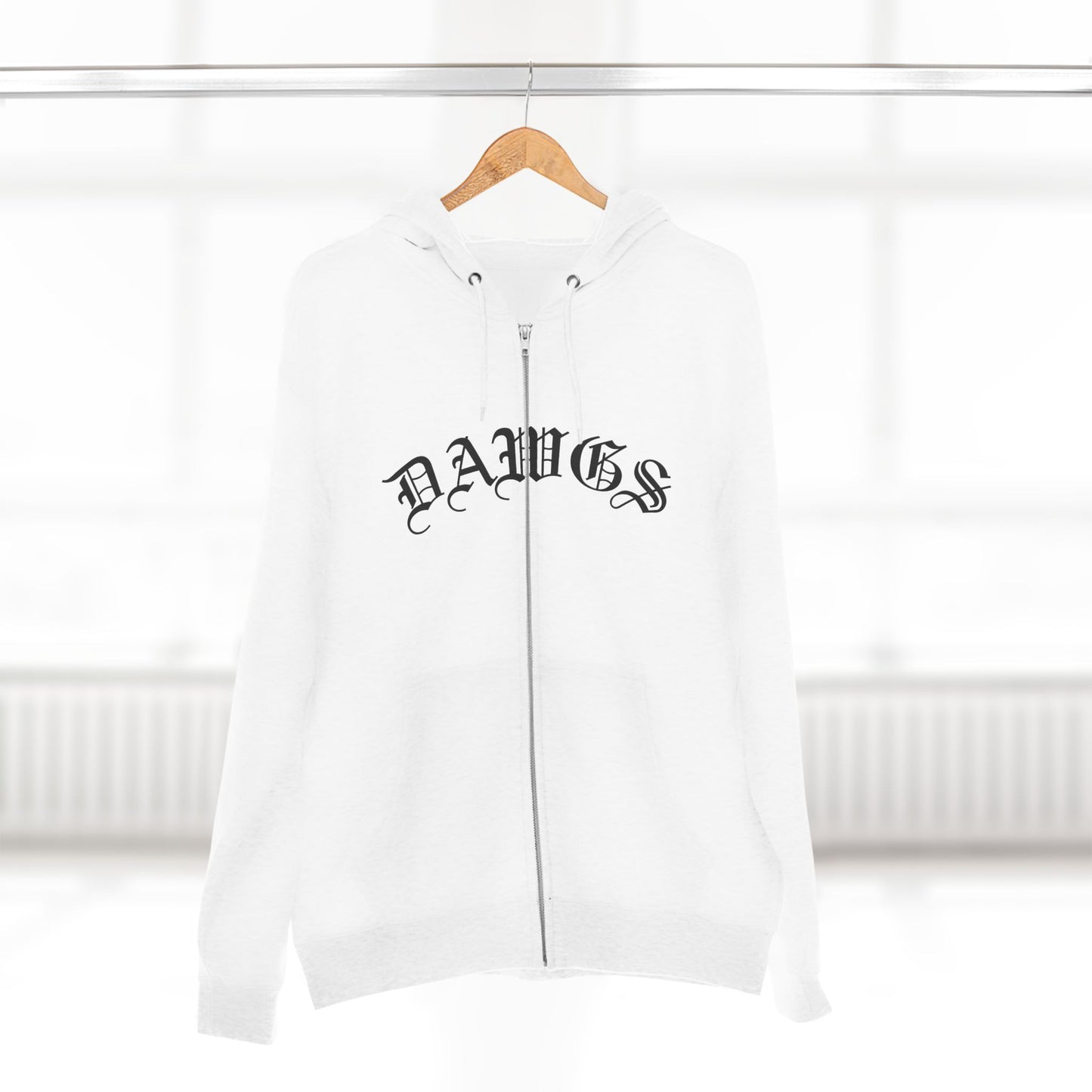 Dawgs Zip Hoodie — "DAWGS" Gothic Front & Crowned Dawg Back