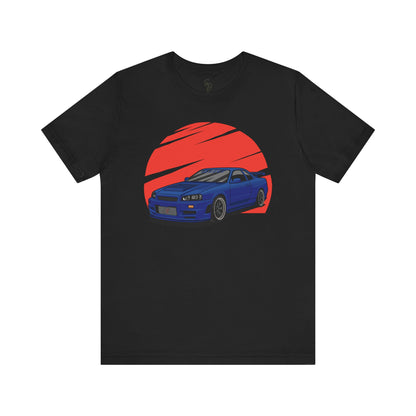 Iconic Blue Skyline R34 with Red Sun T-shirt!