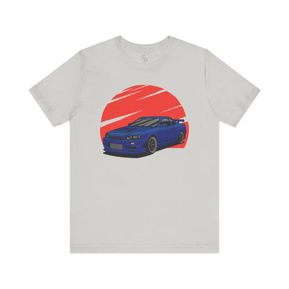 Iconic Blue Skyline R34 with Red Sun T-shirt!