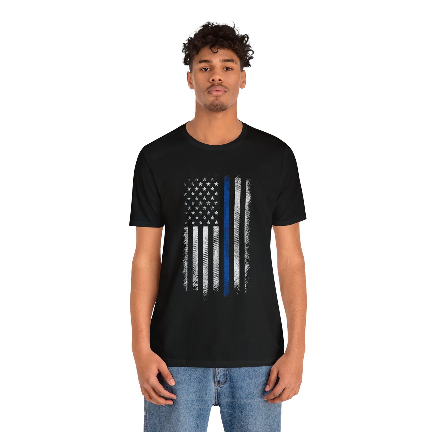 Stand Strong: Show your unwavering support for local law enforcement with this powerful Thin Blue Line tee.