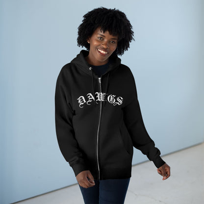 Dawgs Zip Hoodie — "DAWGS" Gothic Front & Crowned Dawg Back