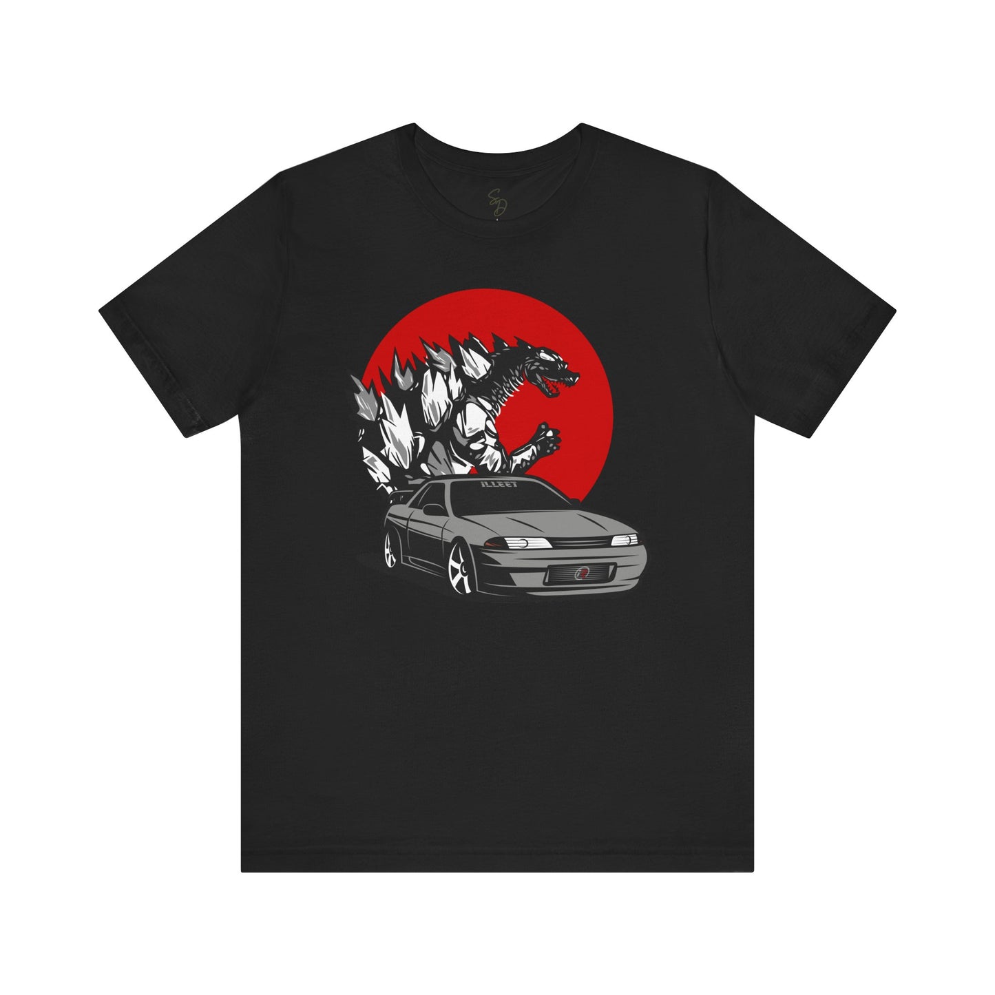 Unveil the Powerhouse: Gray Skyline R32 and Godzilla T-Shirt!