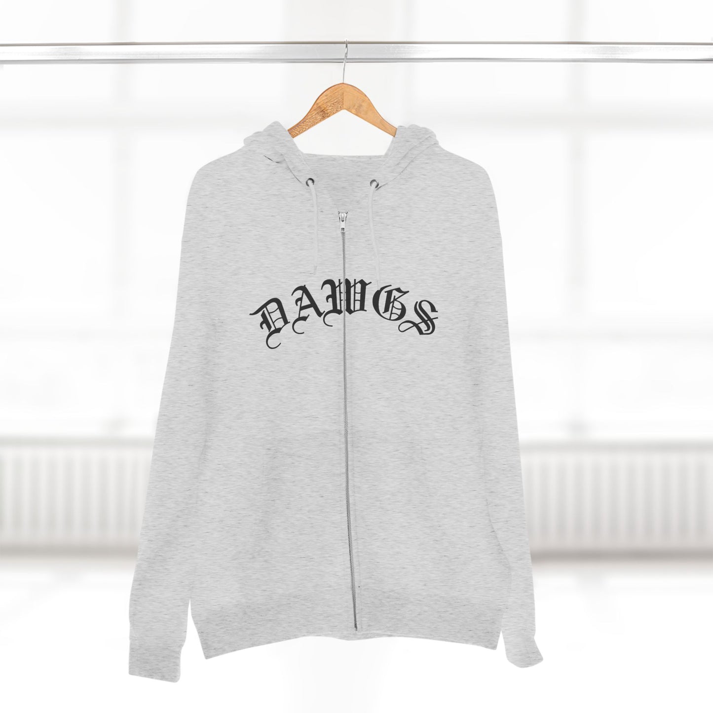 Dawgs Zip Hoodie — "DAWGS" Gothic Front & Crowned Dawg Back
