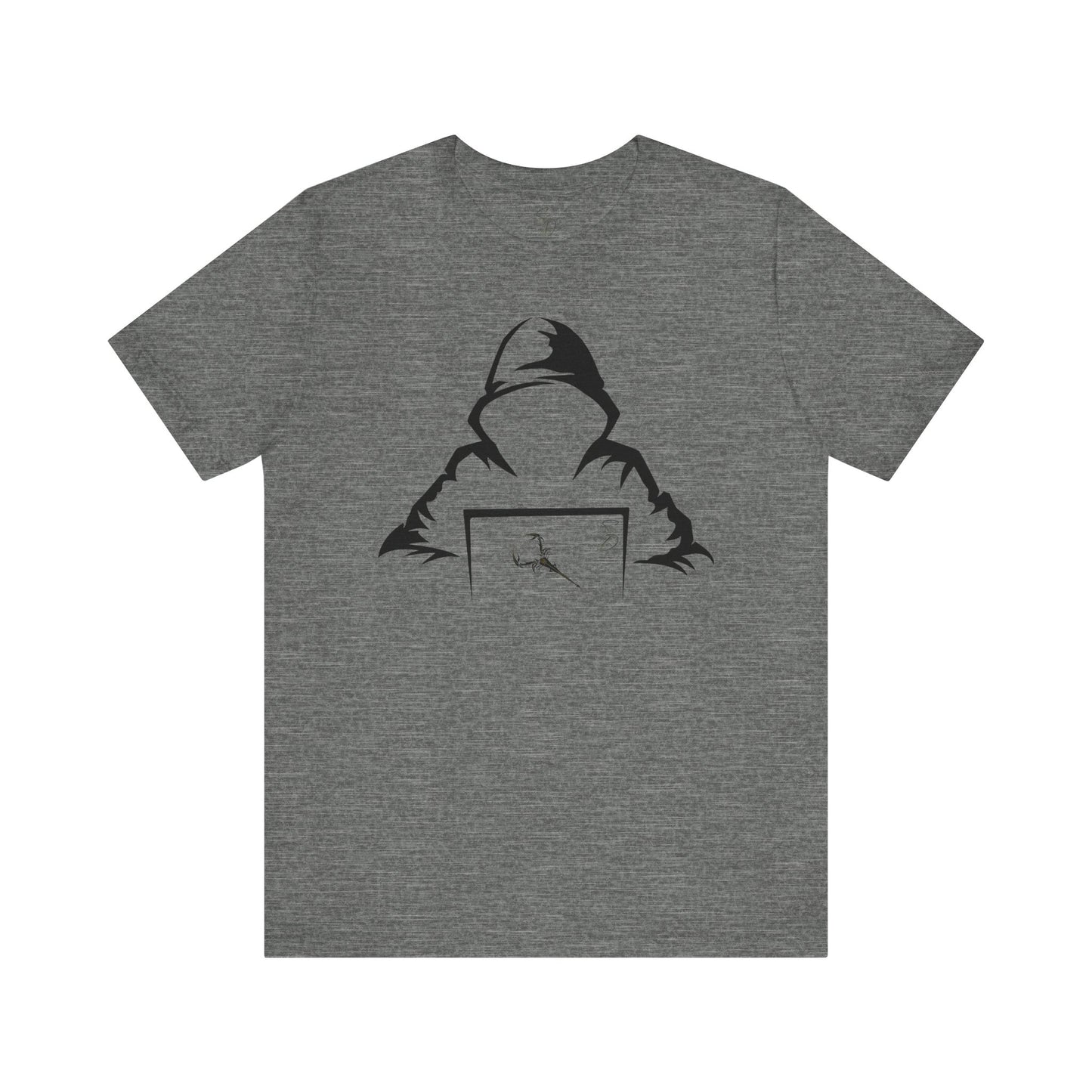 Unleash your inner coding connoisseur or IT guru with our electrifying tee featuring a figure cloaked in a hoodie