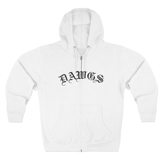 Dawgs Zip Hoodie — "DAWGS" Gothic Front & Crowned Dawg Back