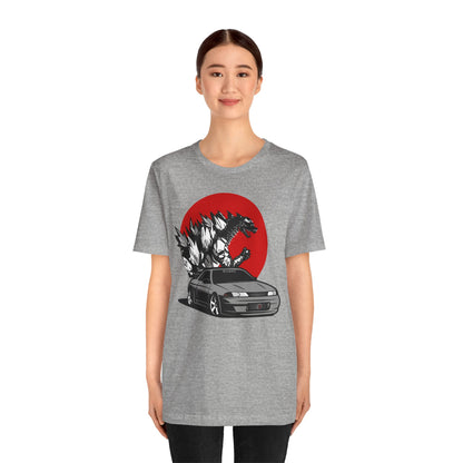 Unveil the Powerhouse: Gray Skyline R32 and Godzilla T-Shirt!