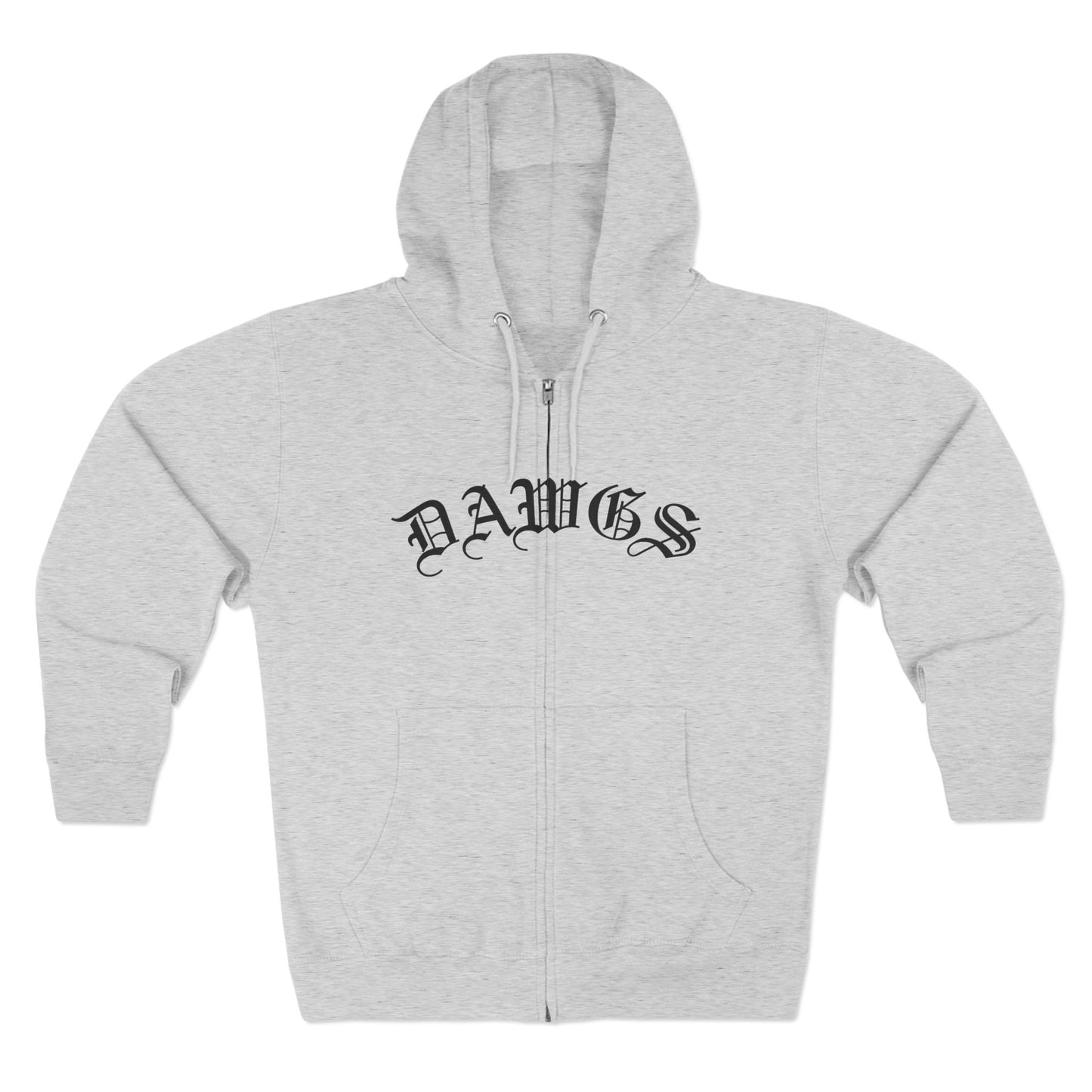 Dawgs Zip Hoodie — "DAWGS" Gothic Front & Crowned Dawg Back