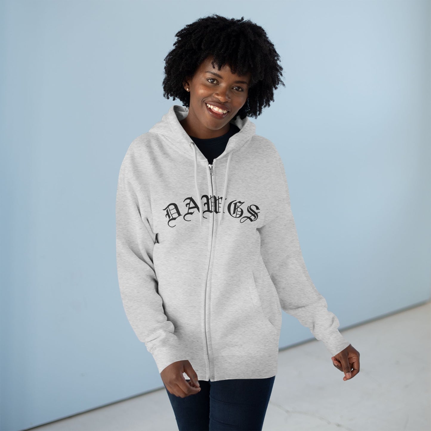 Dawgs Zip Hoodie — "DAWGS" Gothic Front & Crowned Dawg Back