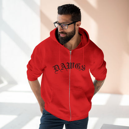 Dawgs Zip Hoodie — "DAWGS" Gothic Front & Crowned Dawg Back