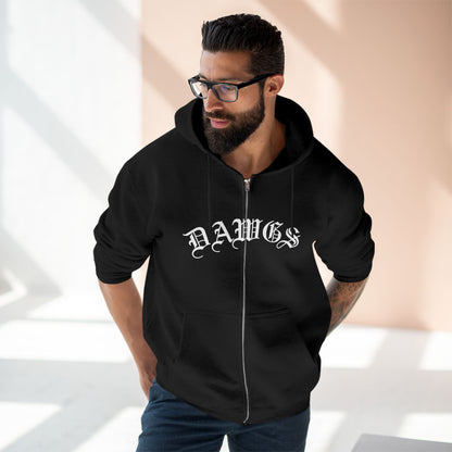 Dawgs Zip Hoodie — "DAWGS" Gothic Front & Crowned Dawg Back