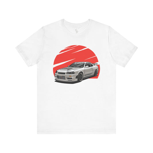 Legendary White Skyline R34 featuring Red Sun T-shirt!