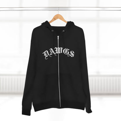 Dawgs Zip Hoodie — "DAWGS" Gothic Front & Crowned Dawg Back