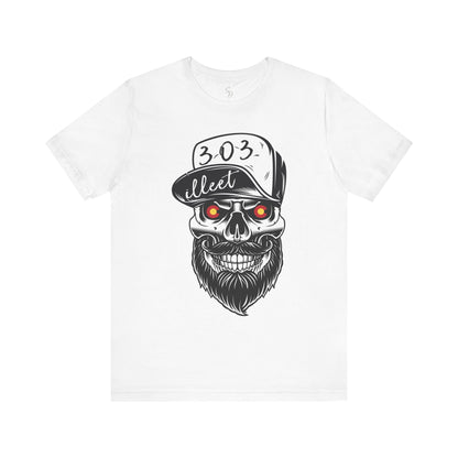 Bearded skull adorned with Colorado's iconic 'C' emblem as piercing eyes.