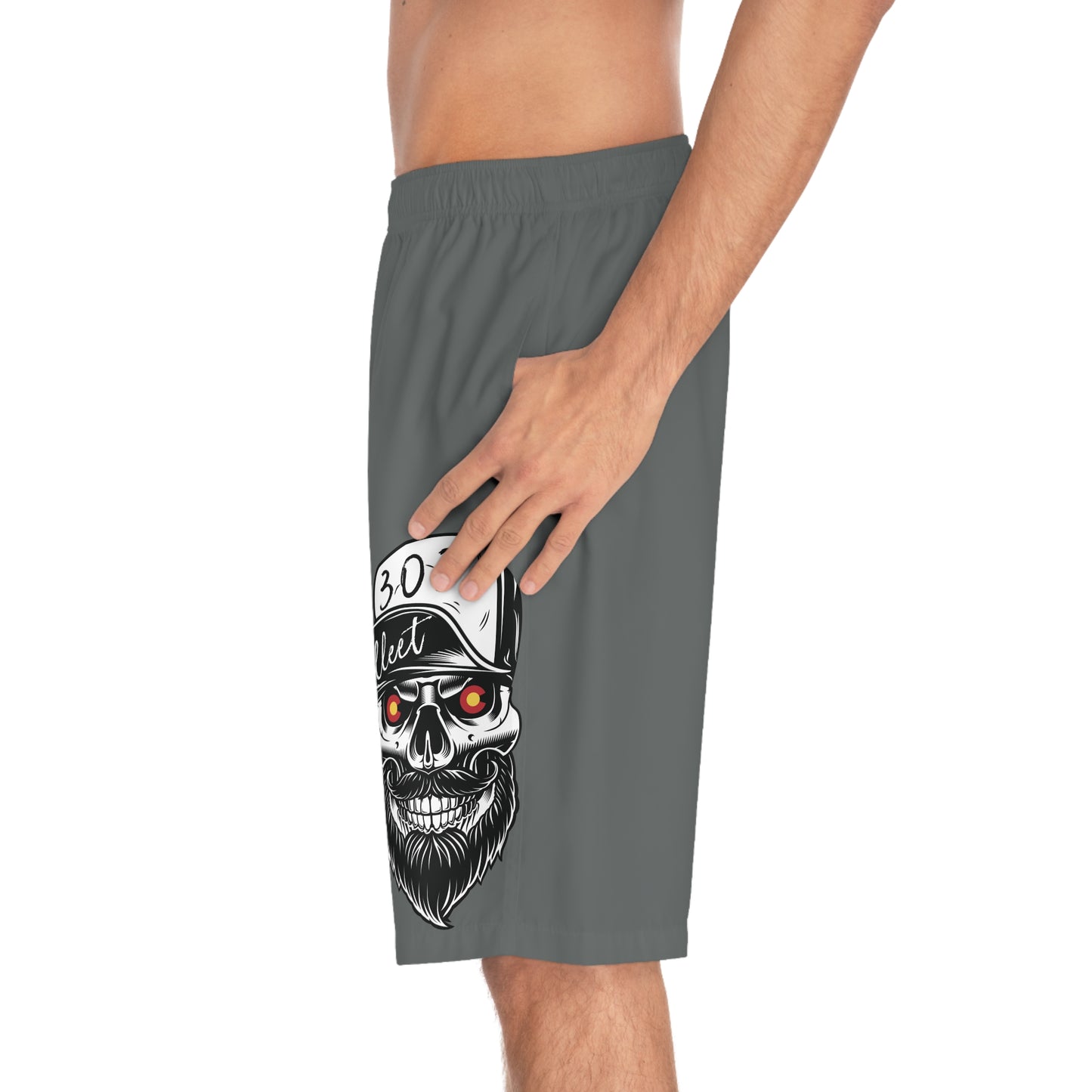 303 Skull Men's Board Shorts (Gray)