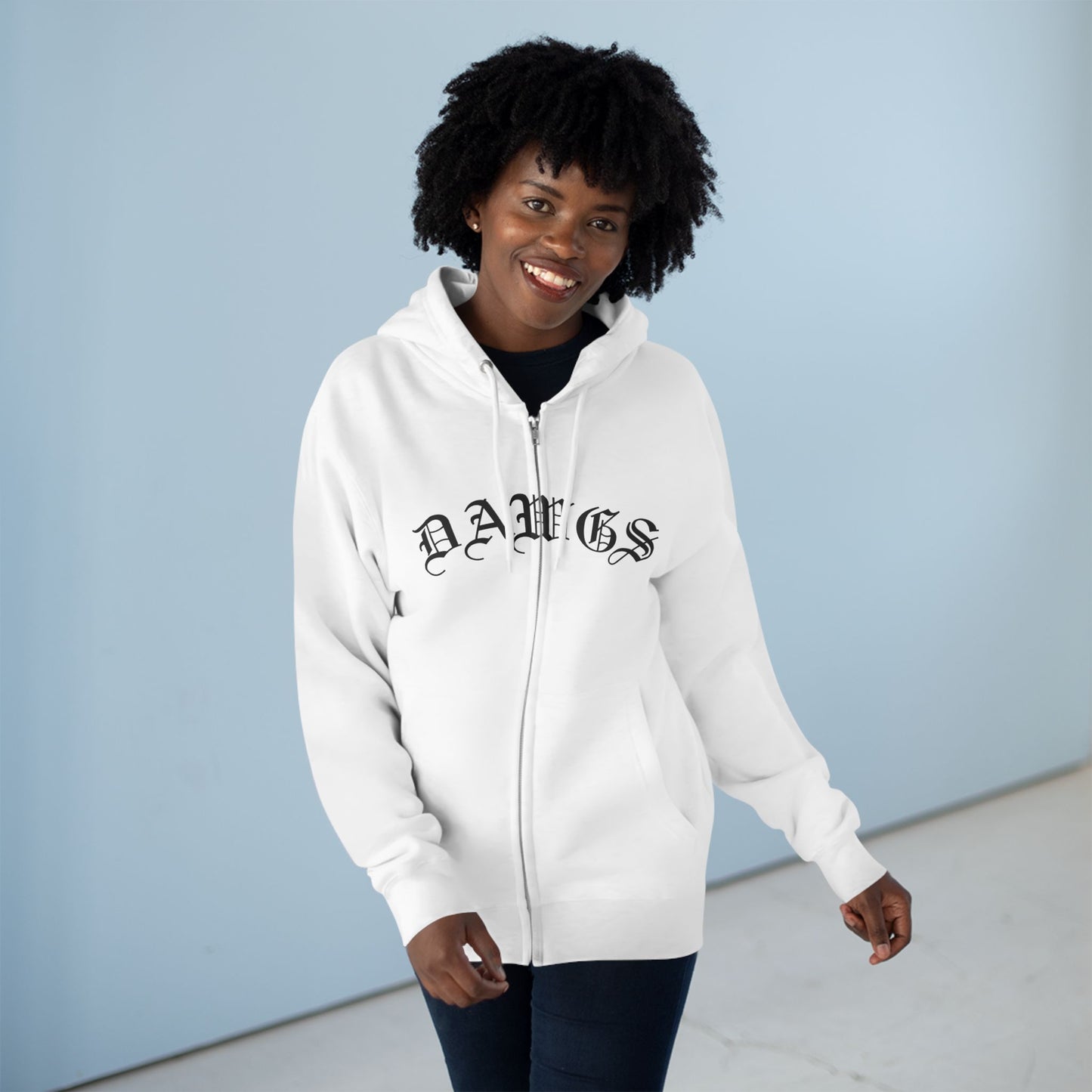 Dawgs Zip Hoodie — "DAWGS" Gothic Front & Crowned Dawg Back